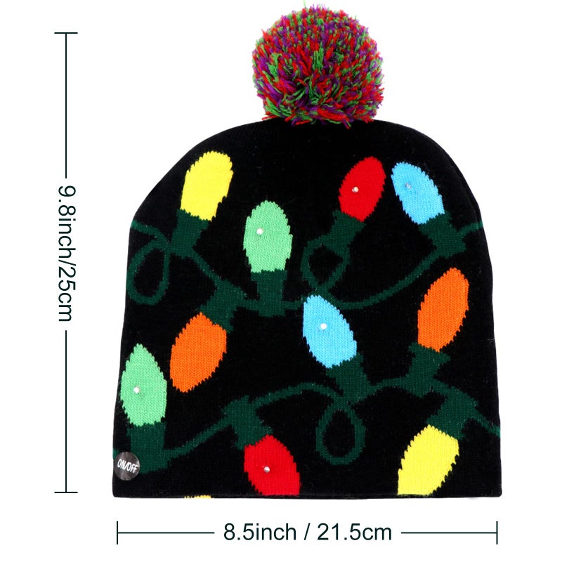 OurWarm LED Christmas Beanie Light up Christmas Hats, Knit Hats with 6 Colorful LED Lights, Unisex Winter Snow Hat Sweater Ugly Holiday Hat Party Beanie Cap Black - Image 5